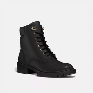 Coach Lorimer Black Lace-Up Combat Boots